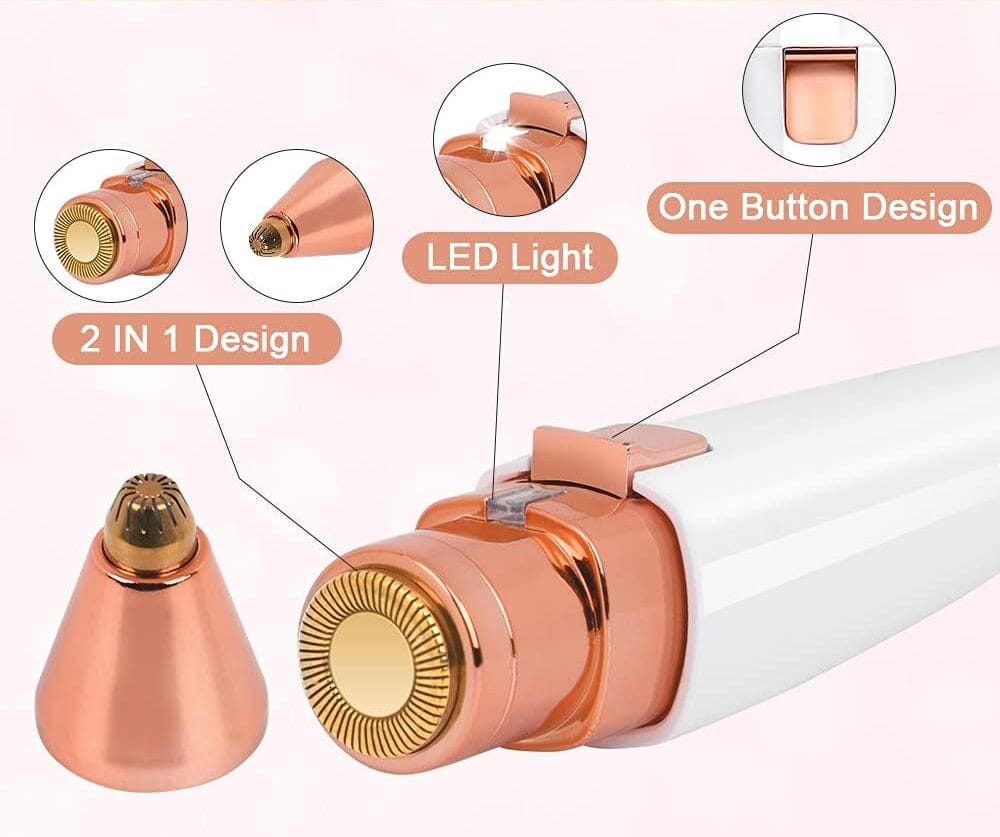 URAQT Depiladora Facial Mujer, Eléctrica Depiladora Cejas Portátil, 2 en 1 Rasuradora Mujer USB Recargable con Cabezal de Repuesto y Luz LED, Afeitadora Sin Dolor para Cara Nariz Labio URAQT Depiladora Facial Mujer, Eléctrica Depiladora Cejas Portátil, 2 en 1 Rasuradora Mujer USB Recargable con Cabezal de Repuesto y Luz LED, Afeitadora Sin Dolor para Cara Nariz Labio